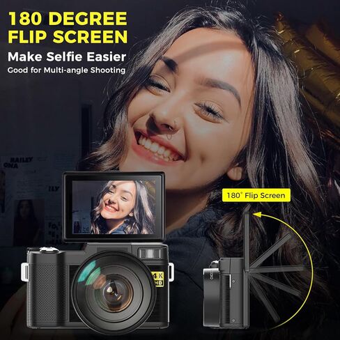 كاميرا رقمية بدقة 4K مع 8 مجموعات من فلاتر الألوان، وكاميرات بدقة 48 ميجابكسل للتصوير الفوتوغرافي لكاميرا تسجيل الفيديو لكاميرا التركيز التلقائي على YouTube وكاميرا التوجيه والتقاط مع شاشة قلاب وزاوية واسعة وعدسة ماكرو وبطاريات in Kuwait