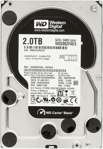 ويسترن ديجيتال كافيار أسود 2 تيرابايت SATA III 7200 دورة في الدقيقة 64 ميجابايت ذاكرة تخزين مؤقت كبيرة/محرك الأقراص الصلبة الداخلي لسطح المكتب OEM - WD2002FAEX (متجدد) in Saudi Arabia