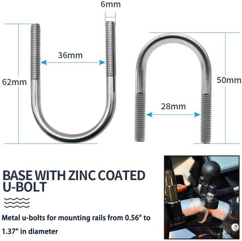 حامل كاميرا Usmallbee للدراجات النارية لـ Gopro، حامل كروي 1 بوصة/25 مم متوافق مع ذاكرة الوصول العشوائي مقاس B، لـ GoPro Hero11/10/9/8...4، Insta360 ONE X3، X2، X، RS، R in Kuwait