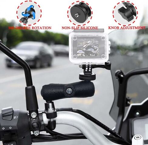 حامل كاميرا Usmallbee للدراجات النارية لـ Gopro، حامل كروي 1 بوصة/25 مم متوافق مع ذاكرة الوصول العشوائي مقاس B، لـ GoPro Hero11/10/9/8...4، Insta360 ONE X3، X2، X، RS، R in Kuwait