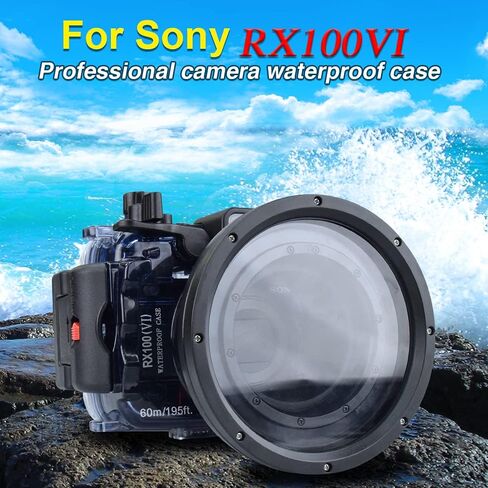 Seafrogs 60m/195ft Diving Camera Waterproof Housing Case for Sony RX100 VI M6 mark6, Protective Hard case for Underwater Photography Videography in Saudi Arabia