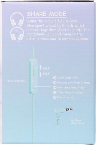 rockpapa 3.5mm Kids Headphones Wired with Mic & Share Port, 85/94dB Limited | Student Childs Boys Girls Corded Head phones Foldable for Chromebooks Laptop Phones MP3 Green/Yellow in Kuwait