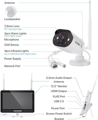 ZOSI 1080P HD TVI Security Camera for Home Office Surveillance CCTV System Bullet BNC Camera with Night Vision Black in Saudi Arabia