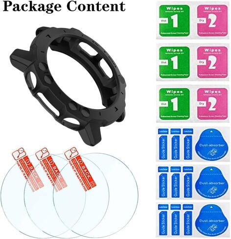 XIN HUA Watch Screen Protector (3+1Pack) Compatible for Amazfit Falcon,Tempered Glass Film Anti-Scratch High Definition Full Coverage and Soft TPU Protective Case, transparent (AF001) in Kuwait