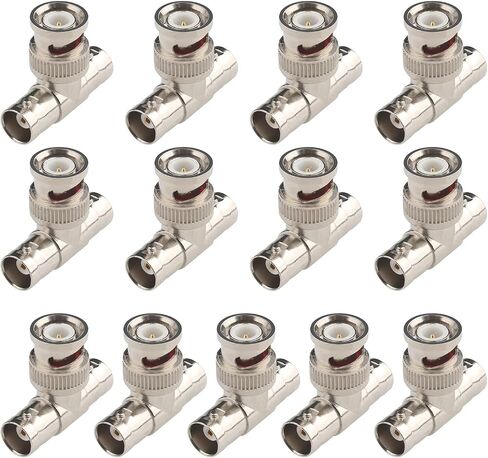 BNC Splitter Adapter 7 Pcs Bnc Male to 2 Female Coax Connector BNC 3 Way Triple Tee T Type Plug Adapter for Coaxial Cable CCTV Survelliance Camera in Kuwait