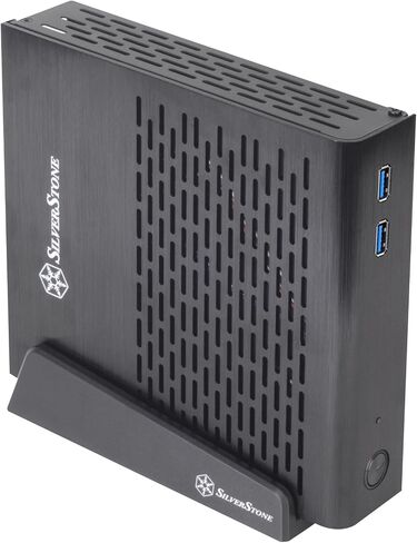 منافذ SST-PT13B-USB3.0 من SilverStone - USB 3.0 X 2 رفيع ومتوافق مع Mini-Itx، صغير للغاية عند 1.4 لتر، تشمل حامل حامل رأسي قابل للتوافق مع واجهة تركيب Vesa القياسية in Saudi Arabia