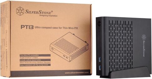 منافذ SST-PT13B-USB3.0 من SilverStone - USB 3.0 X 2 رفيع ومتوافق مع Mini-Itx، صغير للغاية عند 1.4 لتر، تشمل حامل حامل رأسي قابل للتوافق مع واجهة تركيب Vesa القياسية in Saudi Arabia