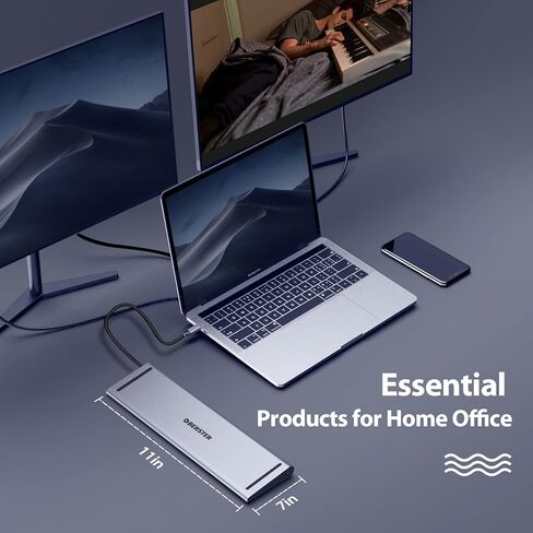 محطة إرساء USB C من OBERSTER، شاشة مزدوجة، 13 في 1 كمبيوتر محمول ثلاثي العرض مع 2 HDMI، VGA، 100 واط PD، منفذ، 4 منافذ A، جيجابلت إيثرنت، صوت، SD/TF متوافق مع Windows وMacBook Pro in Saudi Arabia