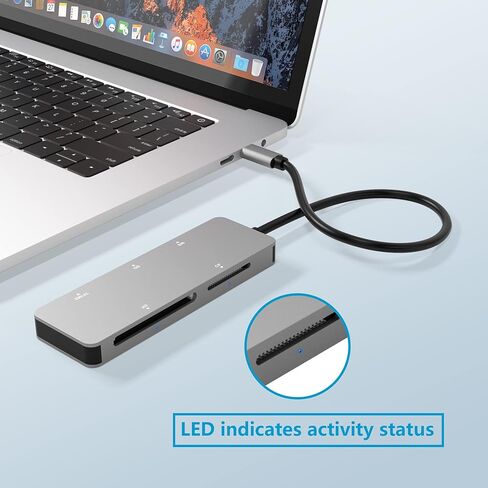 قارئ بطاقات SD USB C 3.0، USB C 5Gps، قارئ بطاقات ذاكرة عالي السرعة مع TF/SD/MS/M2/XD/CF 5 في 1، قارئ بطاقات CF محمول من الالومنيوم لنظام ويندوز اكس بي/فيستا/ماك او اس/لينكس، التوصيل والتشغيل in Kuwait