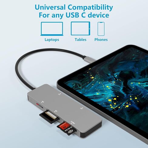 قارئ بطاقات SD USB C 3.0، USB C 5Gps، قارئ بطاقات ذاكرة عالي السرعة مع TF/SD/MS/M2/XD/CF 5 في 1، قارئ بطاقات CF محمول من الالومنيوم لنظام ويندوز اكس بي/فيستا/ماك او اس/لينكس، التوصيل والتشغيل in Kuwait