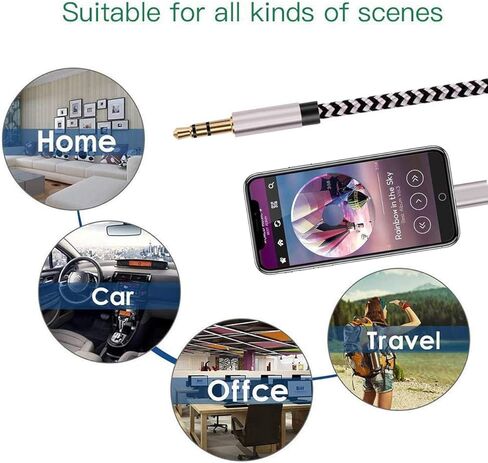 كابل مقبس صوت Aux، 3.5 مم، [معتمد من Apple MFi] 3.3 أقدام كابل Aux لهاتف iPhone من النايلون المضفر متوافق مع iPhone 14 13 12 11 XS XR X iPad iPod إلى السيارة/مكبر الصوت/Home Stereo/سماعة الرأس in Kuwait