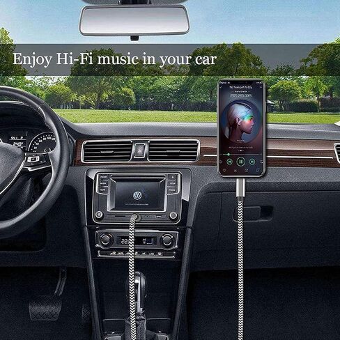 كابل مقبس صوت Aux، 3.5 مم، [معتمد من Apple MFi] 3.3 أقدام كابل Aux لهاتف iPhone من النايلون المضفر متوافق مع iPhone 14 13 12 11 XS XR X iPad iPod إلى السيارة/مكبر الصوت/Home Stereo/سماعة الرأس in Kuwait