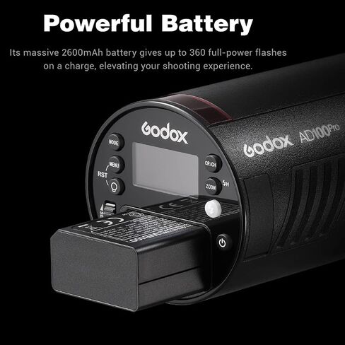 Godox AD100 Pro AD100Pro Godox Flash for Canon Sony Nikon Fujifilm Fuji Olympus Pentax Camera,100Ws 2.4G TTL HSS 1/8000s,7.2V/2600mAh Li-ion Battery,360 Full Power Flashes,0.01-1.5s Recycle Time in Saudi Arabia