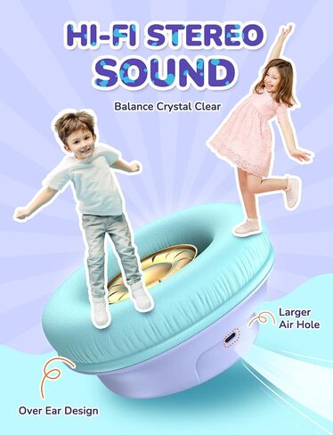 iClever BTH18 Kids Bluetooth Headphones LED Lights for Toddler Boys Girls | SafeSound Tech, 43H Playtime Stereo Sound, USB C Charging AUX Cable, Over Ear Kids Headphones Wireless for iPad/Tablet/Travel in Kuwait