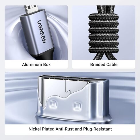 كابل UGREEN 8K Micro HDMI إلى HDMI بطول 3.3أقدام، 2.1 هيكل من الألومنيوم مضفر بسرعة 48 جيجابت في الثانية فائقة السرعة 8K@60 هرتز، 4K@120 هرتز يدعم HDR eARC Dolby متوافق مع GoPro Raspberry Pi 4 Sony Camera Nikon in Kuwait