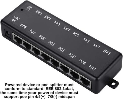 8 Port PoE Injector Adapter DC12V-48V 8 Interfaces Passive POE Adapter Power Over Ethernet POE Power Supply Module Injector for IEEE802.3af/at Standard POE Powered in Saudi Arabia