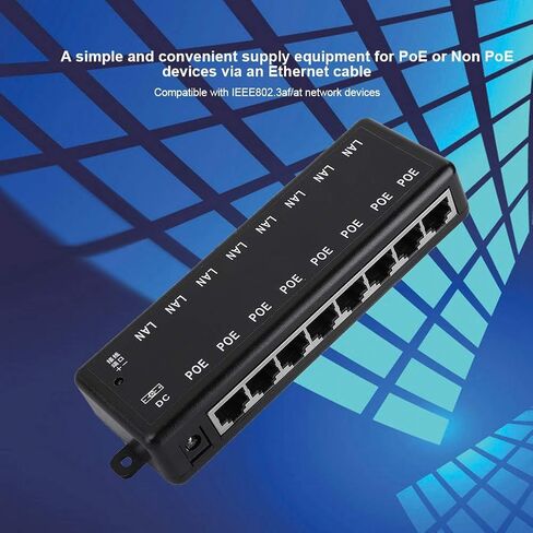 8 Port PoE Injector Adapter DC12V-48V 8 Interfaces Passive POE Adapter Power Over Ethernet POE Power Supply Module Injector for IEEE802.3af/at Standard POE Powered in Saudi Arabia
