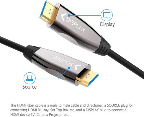 8K Fiber HDMI Cable 50ft, DELONG HDMI 2.1 Fiber Optic Cable Support 8K@60Hz, 4K@120Hz, 48Gbps, eARC Compatible with PS5, Xbox,RTX 3080 3090, Roku,8K TV DHDMI8K50FT Black in Saudi Arabia