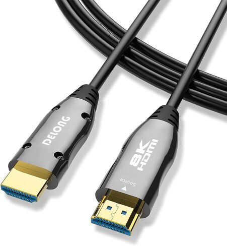 DELONG 8K Fiber HDMI Cable 50ft, HDMI 2.1 Fiber Optic Cable Support 8K@60Hz, 4K@120Hz, 48Gbps, eARC Compatible with PS5, Xbox,RTX 3080 3090, Roku,8K TV in Kuwait