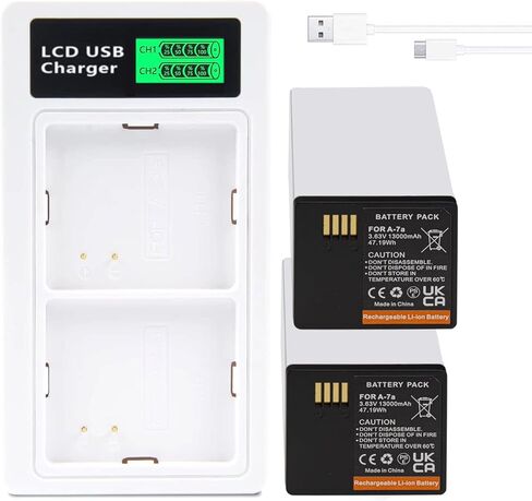 GELINTO 2 حزمة بطارية ممتدة XL قابلة لإعادة الشحن ومحطة شاحن بطارية مزدوجة تناسب كاميرا Arlo Pro 3 XL/Arlo Go 2 / Arlo Pro 4 XL/Pro 3 XL/Ultra 2 XL/Ultra XL [3.63V/47.19Wh/13000mAh] in Kuwait