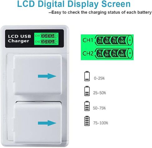 GELINTO 2 حزمة بطارية ممتدة XL قابلة لإعادة الشحن ومحطة شاحن بطارية مزدوجة تناسب كاميرا Arlo Pro 3 XL/Arlo Go 2 / Arlo Pro 4 XL/Pro 3 XL/Ultra 2 XL/Ultra XL [3.63V/47.19Wh/13000mAh] in Kuwait