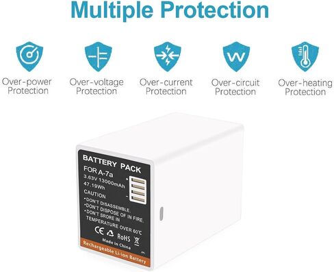 GELINTO 2 حزمة بطارية ممتدة XL قابلة لإعادة الشحن ومحطة شاحن بطارية مزدوجة تناسب كاميرا Arlo Pro 3 XL/Arlo Go 2 / Arlo Pro 4 XL/Pro 3 XL/Ultra 2 XL/Ultra XL [3.63V/47.19Wh/13000mAh] in Kuwait