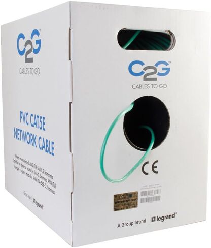 C2G 43402 Cat5e Bulk Cable - Unshielded Ethernet Network Cable with Stranded Conductors, In-Wall CMR-Rated, TAA Compliant, Green (1000 Feet, 304.8 Meters) in Saudi Arabia