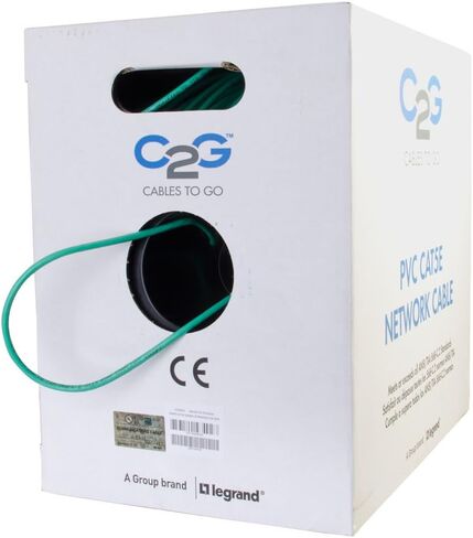 C2G 43402 Cat5e Bulk Cable - Unshielded Ethernet Network Cable with Stranded Conductors, In-Wall CMR-Rated, TAA Compliant, Green (1000 Feet, 304.8 Meters) in Saudi Arabia