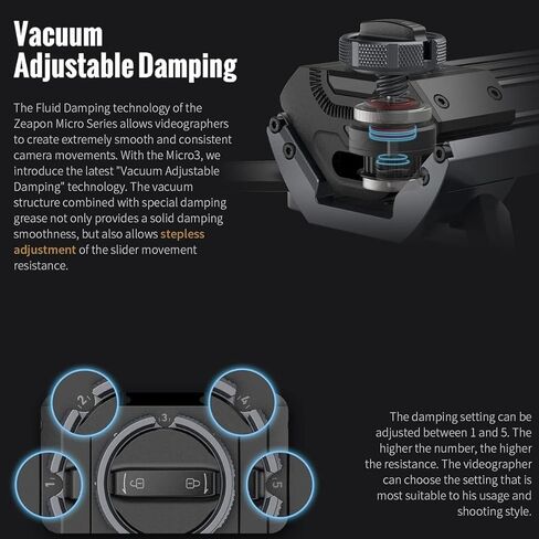 Zeapon Micro3 E700 + Carrying case + Battery Motorized Double Distance Camera Slider, Travel Distance 30''/77cm, Hellaflush Design 4KG-12KG Super Payload, Vacuum Adjustable Damping for Camera DSLR… in Kuwait