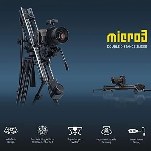 Zeapon Micro3 E700 + Carrying case + Battery Motorized Double Distance Camera Slider, Travel Distance 30''/77cm, Hellaflush Design 4KG-12KG Super Payload, Vacuum Adjustable Damping for Camera DSLR… in Kuwait