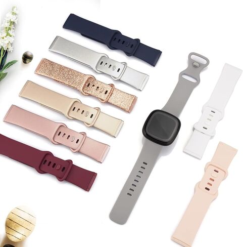 6 قطع من الأربطة الرياضية المتوافقة مع أساور Fitbit Versa 3/Fitbit Sense، أساور معصم بديلة من السيليكون الناعم الكلاسيكي لساعة Fitbit Versa 3 الذكية للنساء والرجال (صغير، 6 عبوات E) in Kuwait