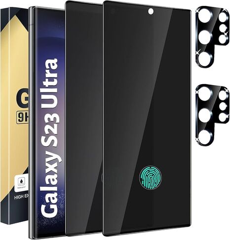 CWQZGUF 2+2 واقي شاشة للخصوصية الفائقة لهاتف Galaxy S23 - عبوتان من فيلم الخصوصية + عبوتان من عدسات الكاميرا من الزجاج المقسى، خالٍ من الفقاعات عالية الوضوح، حماية ضد التجسس لهاتف Samsung S23 Ultra 5G in Kuwait