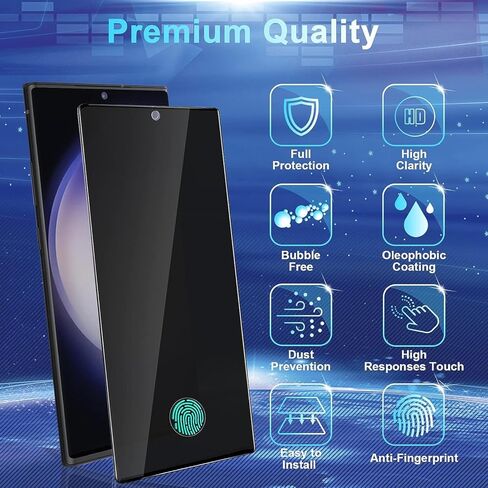 CWQZGUF 2+2 واقي شاشة للخصوصية الفائقة لهاتف Galaxy S23 - عبوتان من فيلم الخصوصية + عبوتان من عدسات الكاميرا من الزجاج المقسى، خالٍ من الفقاعات عالية الوضوح، حماية ضد التجسس لهاتف Samsung S23 Ultra 5G in Kuwait