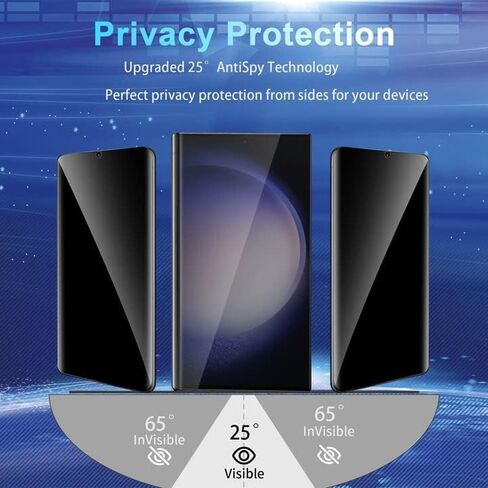CWQZGUF 2+2 واقي شاشة للخصوصية الفائقة لهاتف Galaxy S23 - عبوتان من فيلم الخصوصية + عبوتان من عدسات الكاميرا من الزجاج المقسى، خالٍ من الفقاعات عالية الوضوح، حماية ضد التجسس لهاتف Samsung S23 Ultra 5G in Kuwait