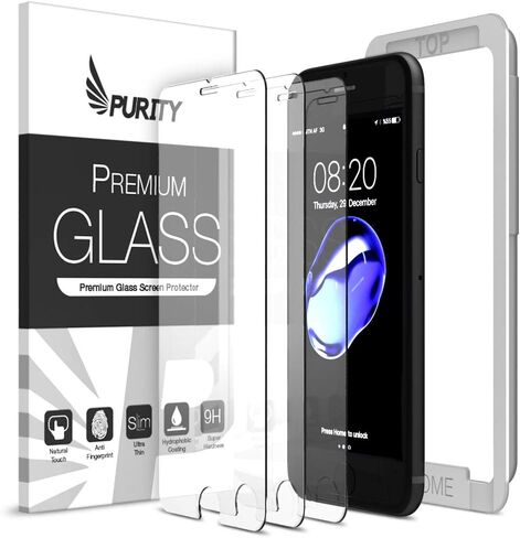 Purity Glass Screen Protector for iPhone 8 / iPhone 7 / SE 2020 (3-Pack) [w/Installation Frame] Tempered Glass Screen Protector Compatible with Apple iPhone SE 2nd Gen, 8, 7 (4.7-in) [Case Friendly] in Kuwait
