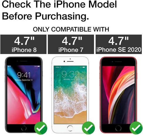 Purity Glass Screen Protector for iPhone 8 / iPhone 7 / SE 2020 (3-Pack) [w/Installation Frame] Tempered Glass Screen Protector Compatible with Apple iPhone SE 2nd Gen, 8, 7 (4.7-in) [Case Friendly] in Kuwait