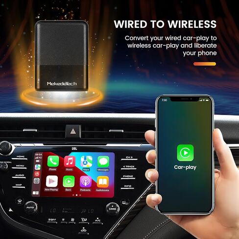 محول MekedeTech اللاسلكي CarPlay لهاتف iPhone، 2023 ترقية التوصيل والتشغيل دونجل يحول CarPlay السلكي من المصنع إلى لاسلكي، اتصال سريع وسهل الإعداد للعمل مع السيارات من 2015 in Kuwait
