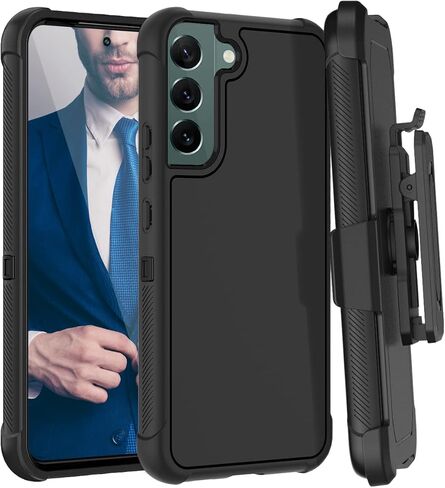 Casewind for Samsung Galaxy S22 Case,[Built-in Kickstand & Swivel Belt-Clip Holster] Combo Shell Thin Rugged Men Boys Heavy Duty Full Body Shockproof Protective Phone Case for Samsung Galaxy S22,Black in Saudi Arabia