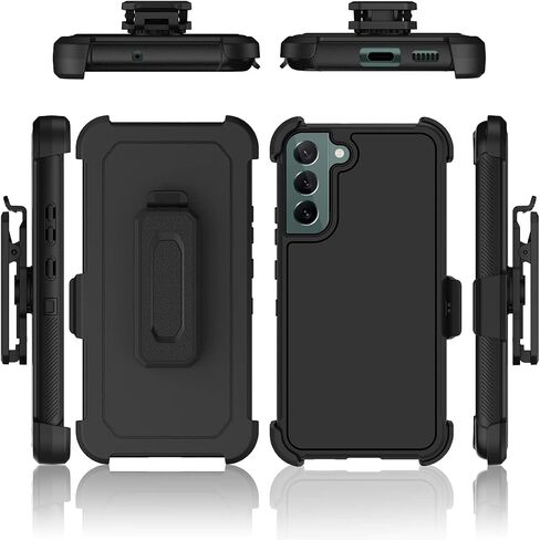 Casewind for Samsung Galaxy S22 Case,[Built-in Kickstand & Swivel Belt-Clip Holster] Combo Shell Thin Rugged Men Boys Heavy Duty Full Body Shockproof Protective Phone Case for Samsung Galaxy S22,Black in Saudi Arabia