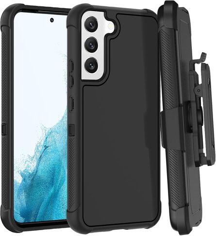 حافظة Casewind لهاتف Samsung Galaxy S22، [مسند مدمج وحافظة بمشبك حزام دوار] حافظة هاتف واقية رفيعة ومتينة للرجال والأولاد شديدة التحمل مضادة للصدمات لهاتف Samsung Galaxy S22، أسود in Kuwait