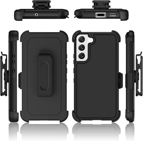 حافظة Casewind لهاتف Samsung Galaxy S22، [مسند مدمج وحافظة بمشبك حزام دوار] حافظة هاتف واقية رفيعة ومتينة للرجال والأولاد شديدة التحمل مضادة للصدمات لهاتف Samsung Galaxy S22، أسود in Kuwait