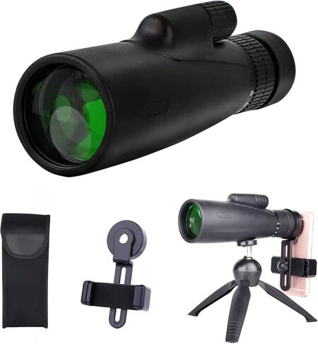 منظار تكبير صغير عالي القوة 10-30X50، منظار أحادي مقاوم للماء مع مشبك للهاتف الذكي، تلسكوب السماء المرصعة بالنجوم مع حامل ثلاثي القوائم، أفكار هدايا للرجال، ملحقات التخييم، هدية قوارب الصيد للرجال والنساء in Kuwait