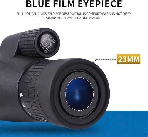 منظار تكبير صغير عالي القوة 10-30X50، منظار أحادي مقاوم للماء مع مشبك للهاتف الذكي، تلسكوب السماء المرصعة بالنجوم مع حامل ثلاثي القوائم، أفكار هدايا للرجال، ملحقات التخييم، هدية قوارب الصيد للرجال والنساء in Kuwait