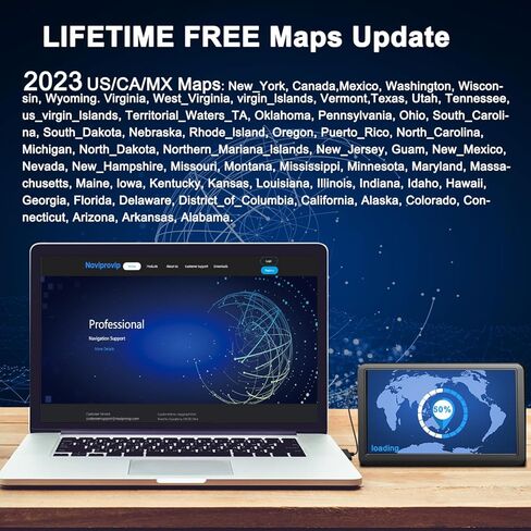 نظام تحديد المواقع العالمي للسيارة والشاحنة 2023 من ليهوي مع خرائط US/CA/MX بدون اتصال بتحديثات مجانية مدى الحياة، شاشة لمس 7 انش، توجيه صوتي، تحذير كاميرا السرعة، مركبة ار في جي بي اس بارا كاروس in Kuwait