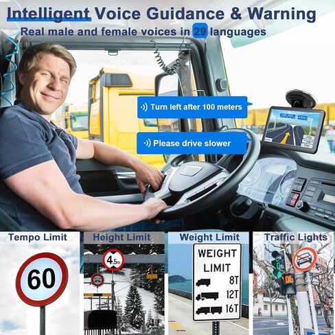 نظام تحديد المواقع العالمي للسيارة والشاحنة 2023 من ليهوي مع خرائط US/CA/MX بدون اتصال بتحديثات مجانية مدى الحياة، شاشة لمس 7 انش، توجيه صوتي، تحذير كاميرا السرعة، مركبة ار في جي بي اس بارا كاروس in Kuwait