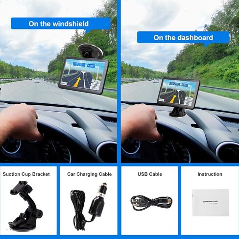 نظام تحديد المواقع العالمي للسيارة والشاحنة 2023 من ليهوي مع خرائط US/CA/MX بدون اتصال بتحديثات مجانية مدى الحياة، شاشة لمس 7 انش، توجيه صوتي، تحذير كاميرا السرعة، مركبة ار في جي بي اس بارا كاروس in Kuwait