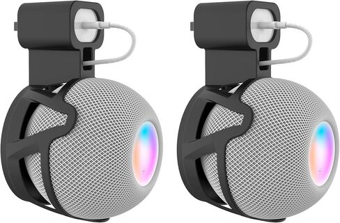 honecumi Homepod Mini Wall Mount Holder,Smart Speaker Stand for Apple HomePod Mini, Hidden Cable Management, Space Saving Accessory for Home Pod Mini (Black) in Saudi Arabia