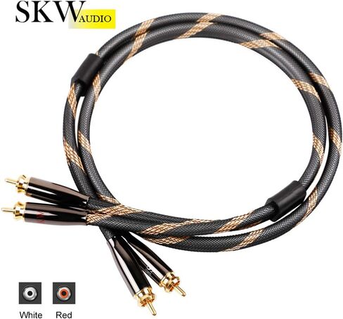 SKW Audiophiles كابل RCA 2RCA ذكر إلى 2RCA ذكر كابل توصيل نظام HiFi بقطر 7 مم 3.2 قدم/1 متر in Kuwait