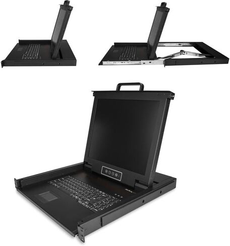 وحدة تحكم StarTech.com Rackmount KVM - منفذ VGA KVM واحد مع شاشة LCD مقاس 17 بوصة لرف الخادم - درج KVM عالمي 1U LCD مميز بالكامل مع الكابلات والأجهزة - دعم USB - 50,000 MTBF (RKCONS1701) in Kuwait