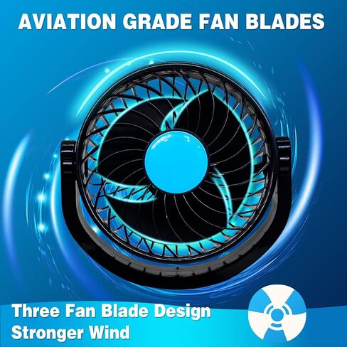 zmoso 12V Car Fans, Cooling Air Fan Powerful Dashboard Electric Car Fan with 360 Degree Adjustable Dual Head That Plugs into Cigarette Lighter Low Noise Automobile Vehicle Fan for Sedan SUV RV Boat in Kuwait